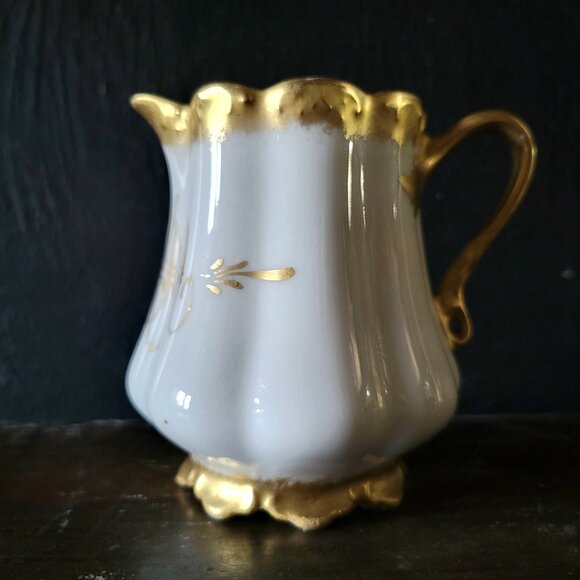 Antique Limoges Elite Works France Monogrammed Porcelain Creamer - Picture 2 of 8